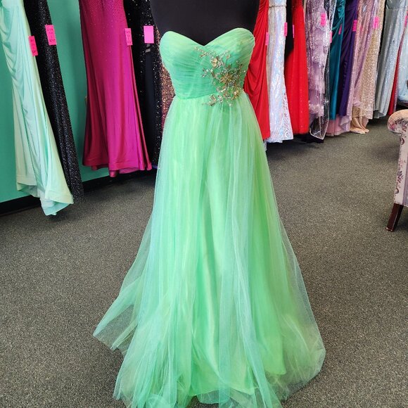 Blush 9410 Size 10 Lime Green Prom Dress/Formal Gown - Picture 1 of 8